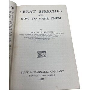 antique great speeches and how to make them hardcover book by Kleiser 1912 READ